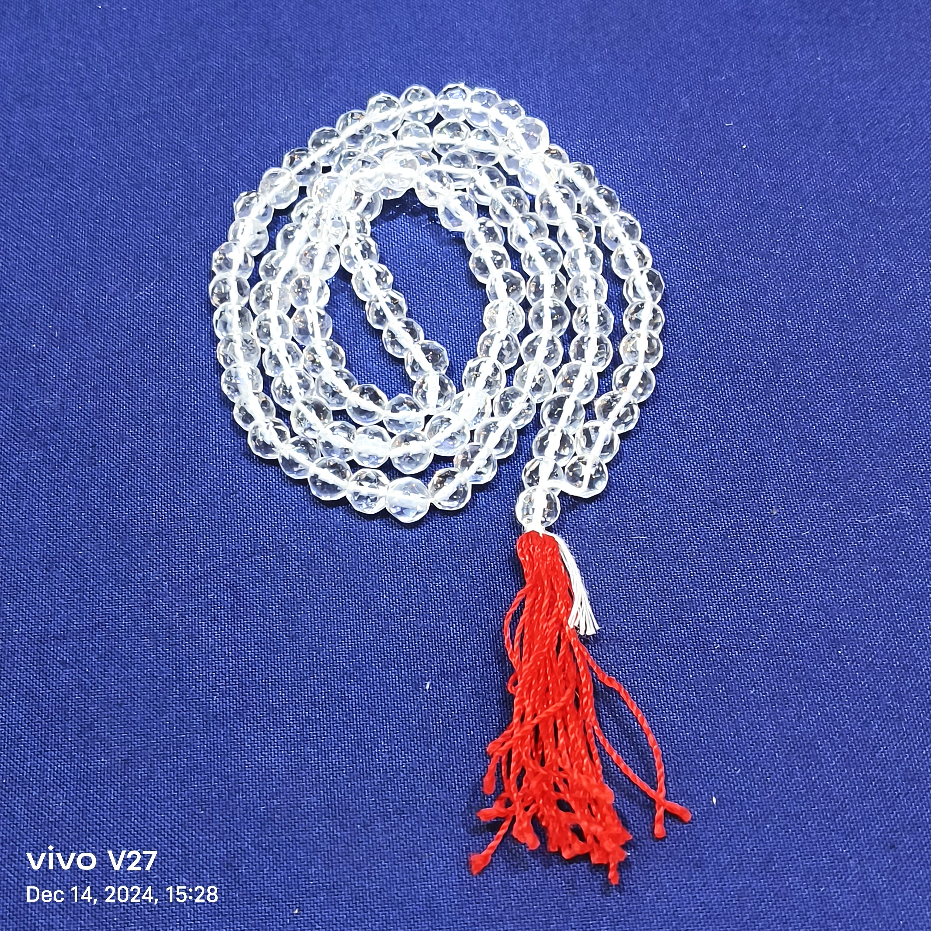 Diamond cut sphatik mala