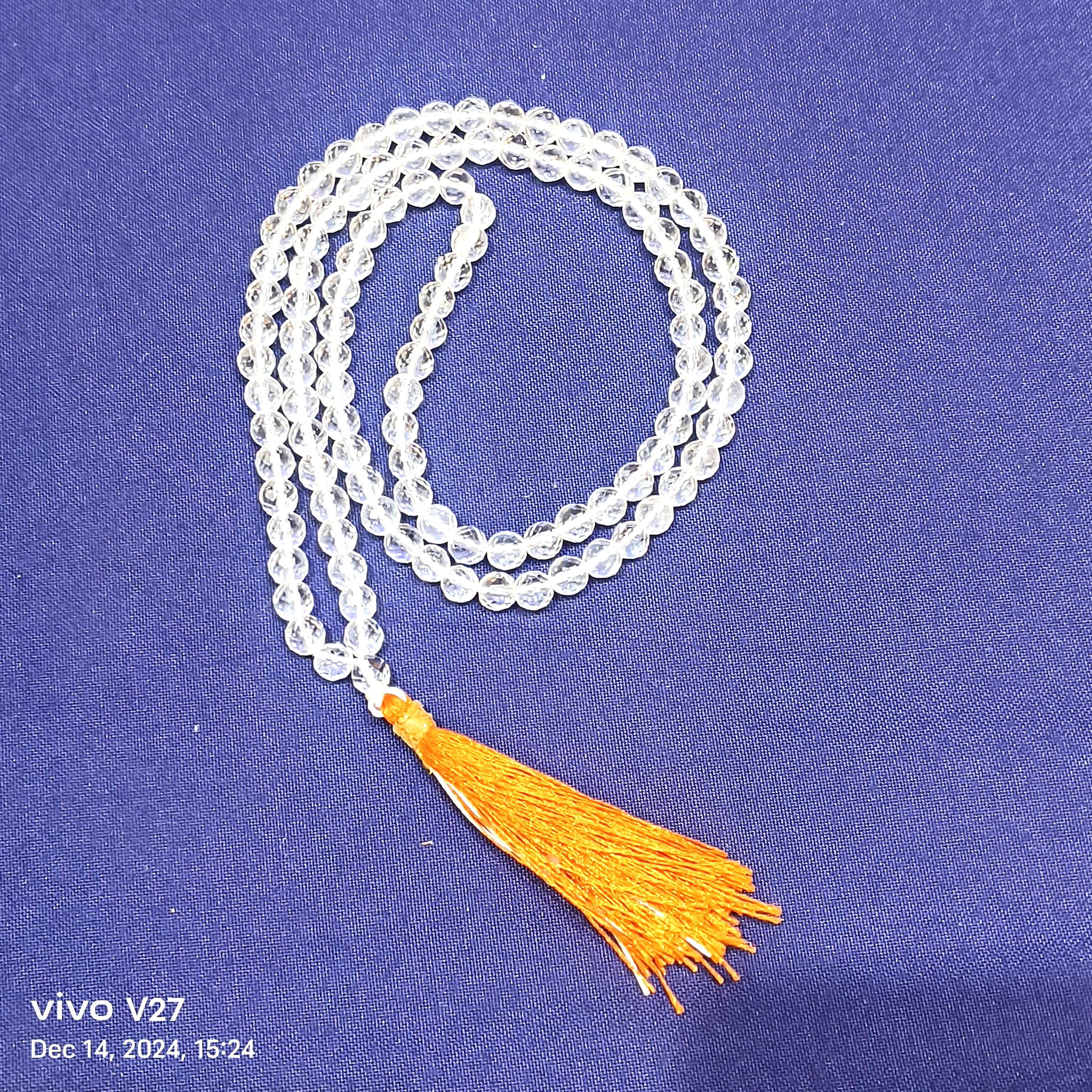 Diamond cut sphatik mala