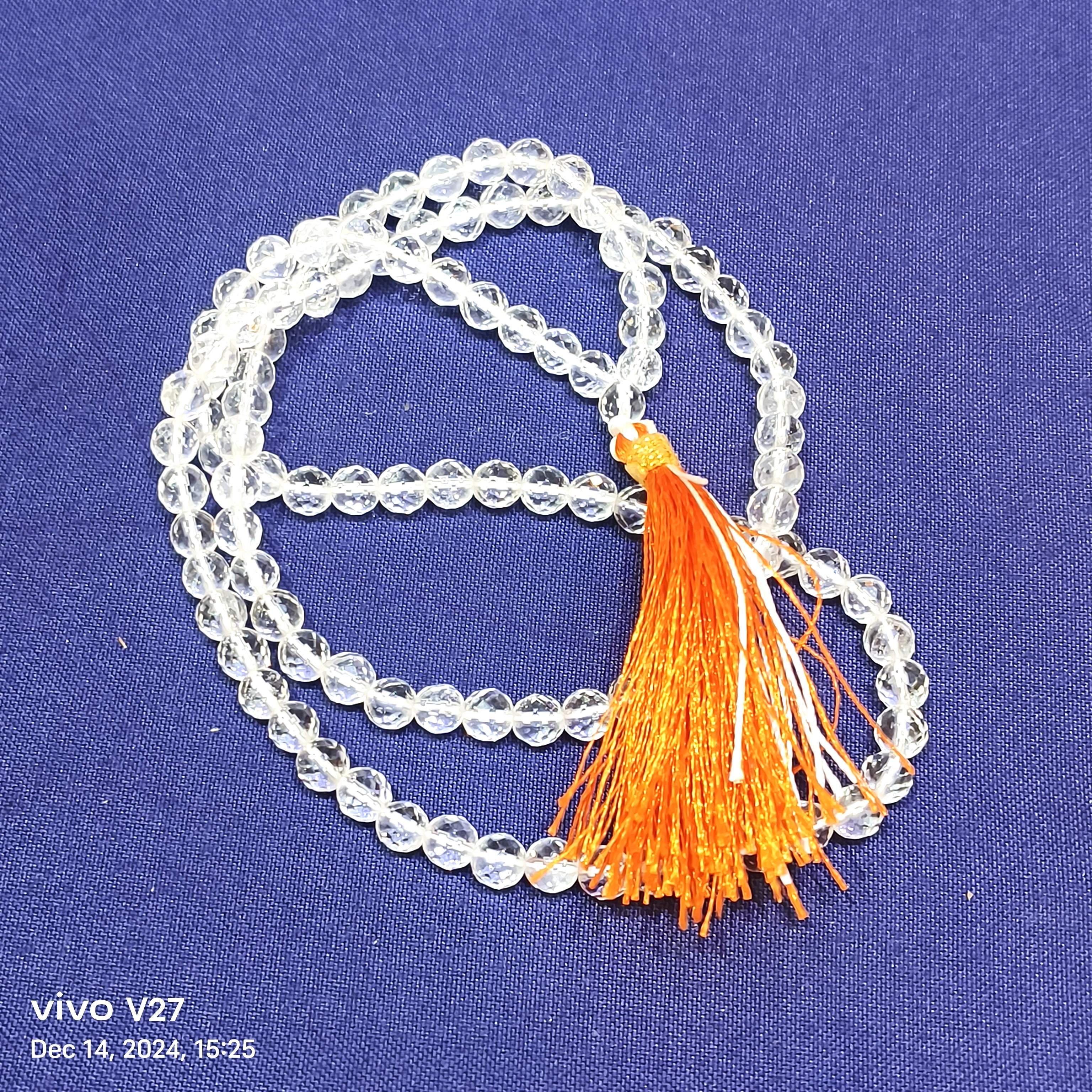 Diamond cut sphatik mala